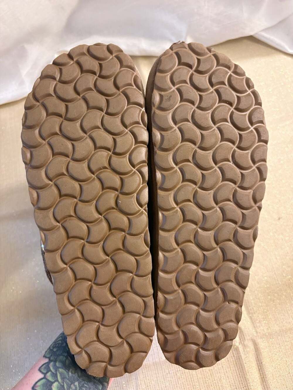 Autenti Brown Suede Leather Clogs with Buckle Strap - Picture 6 of 8